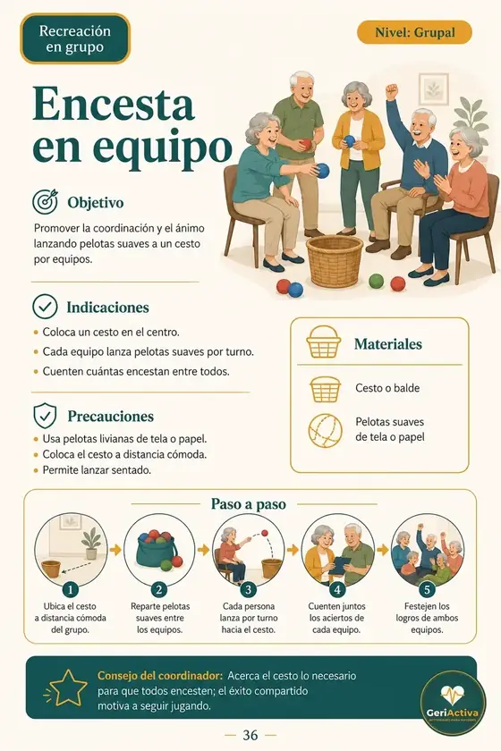 IMAGEN: dinámica de encestar en equipo